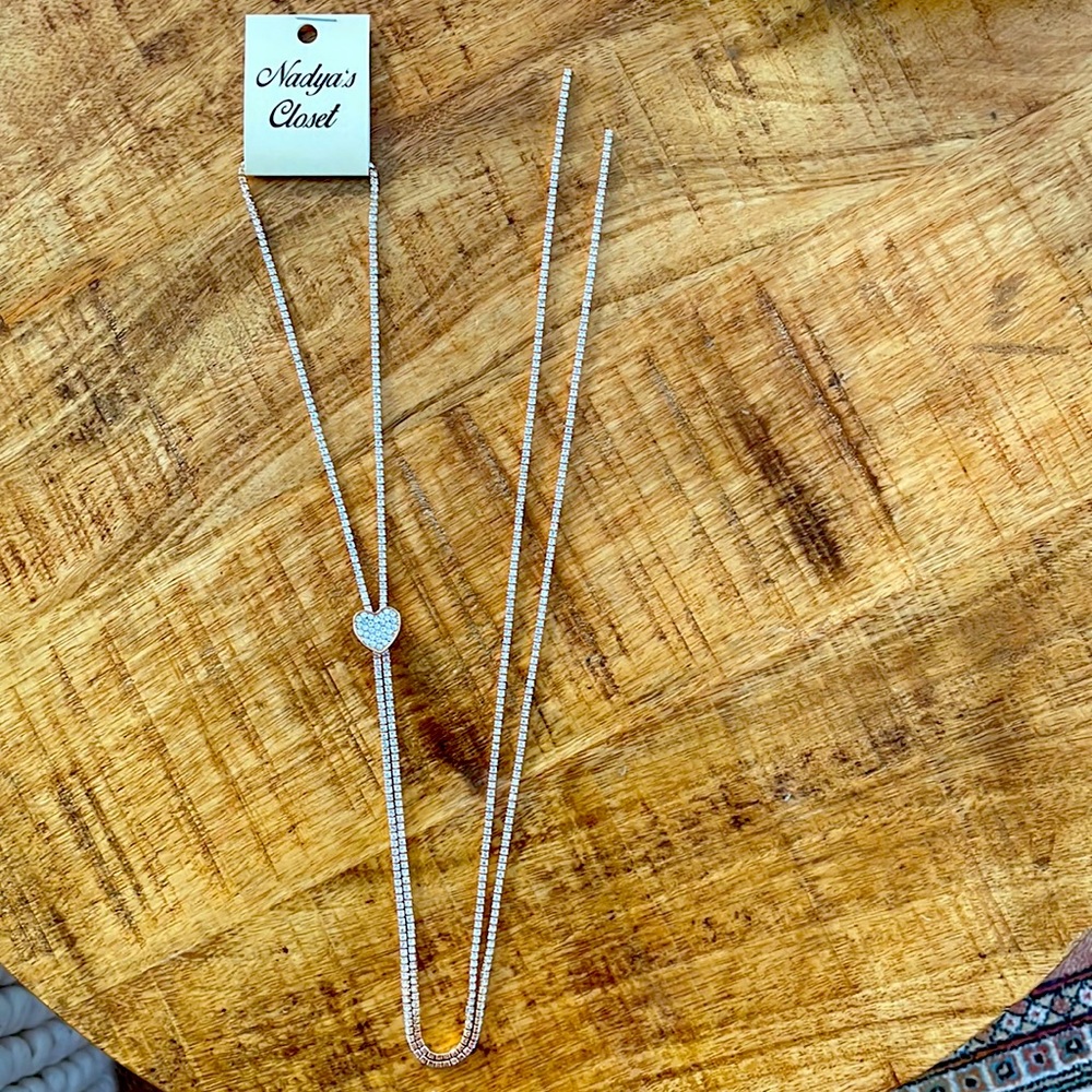Heart charm long chain necklace